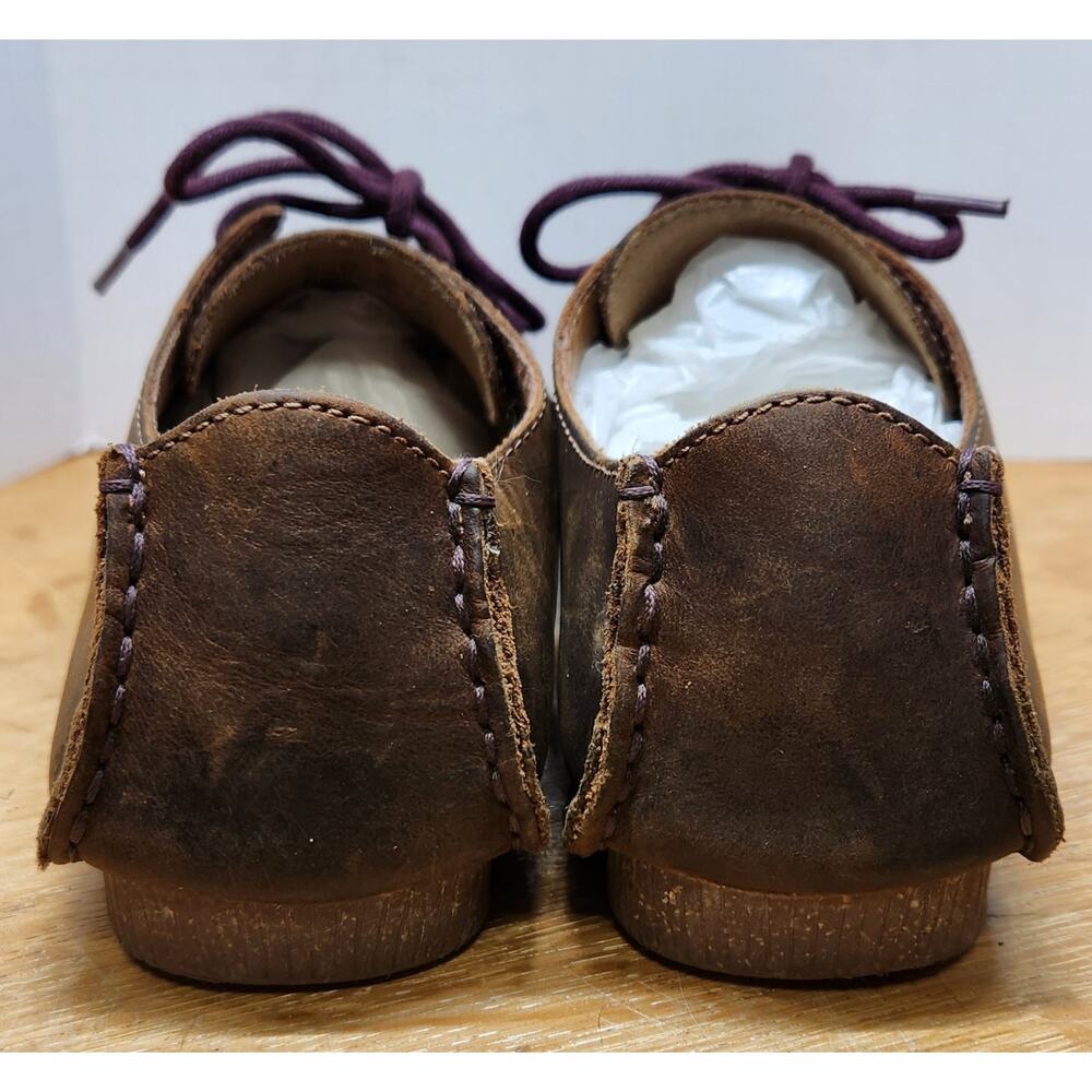 Clarks Janey Mae Brown Classic Leather Beeswax Lace Up Shoes Women's 8.5M - Picture 5 of 9
